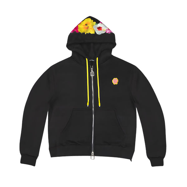 Black Flowered Hoodie