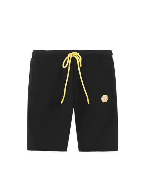 Black Cut Off Tapered Joggers Shorts