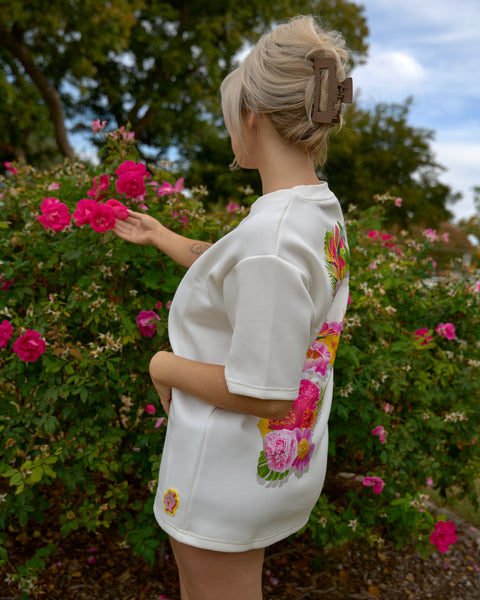 White “Big F” Floral Arrangement Tee