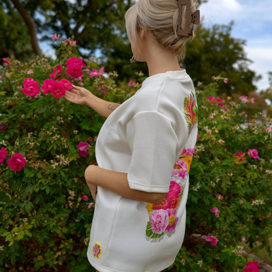White “Big F” Floral Arrangement Tee