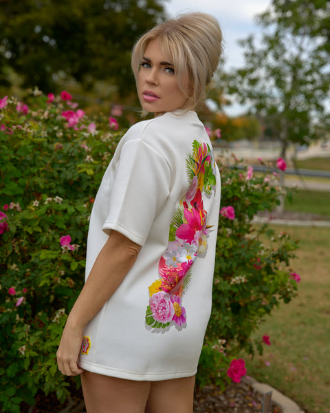 White “Big F” Floral Arrangement Tee