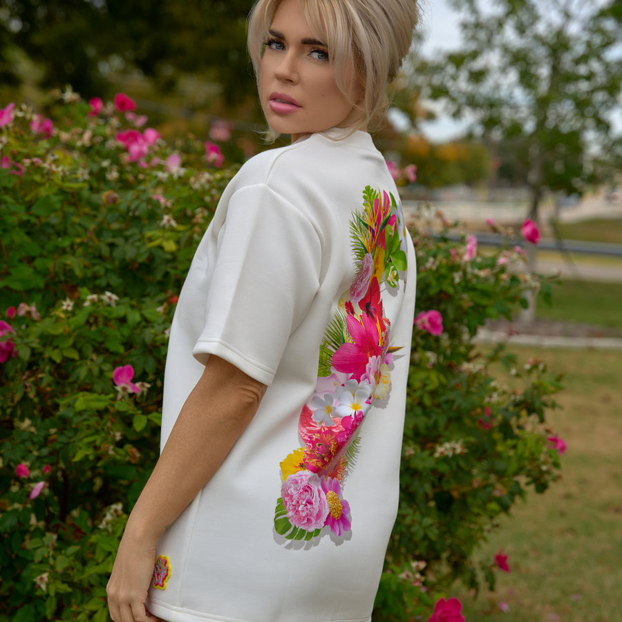 White “Big F” Floral Arrangement Tee
