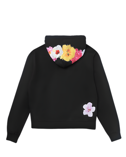 Black Flowered Hoodie