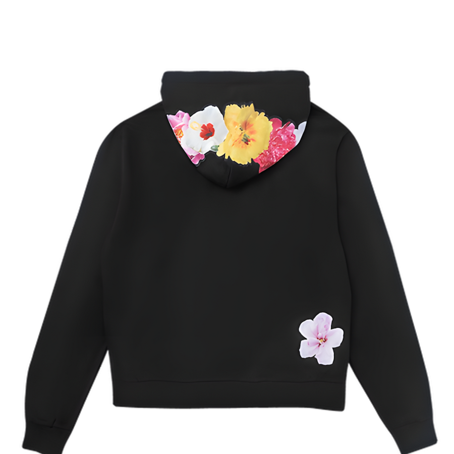 Black Flowered Hoodie