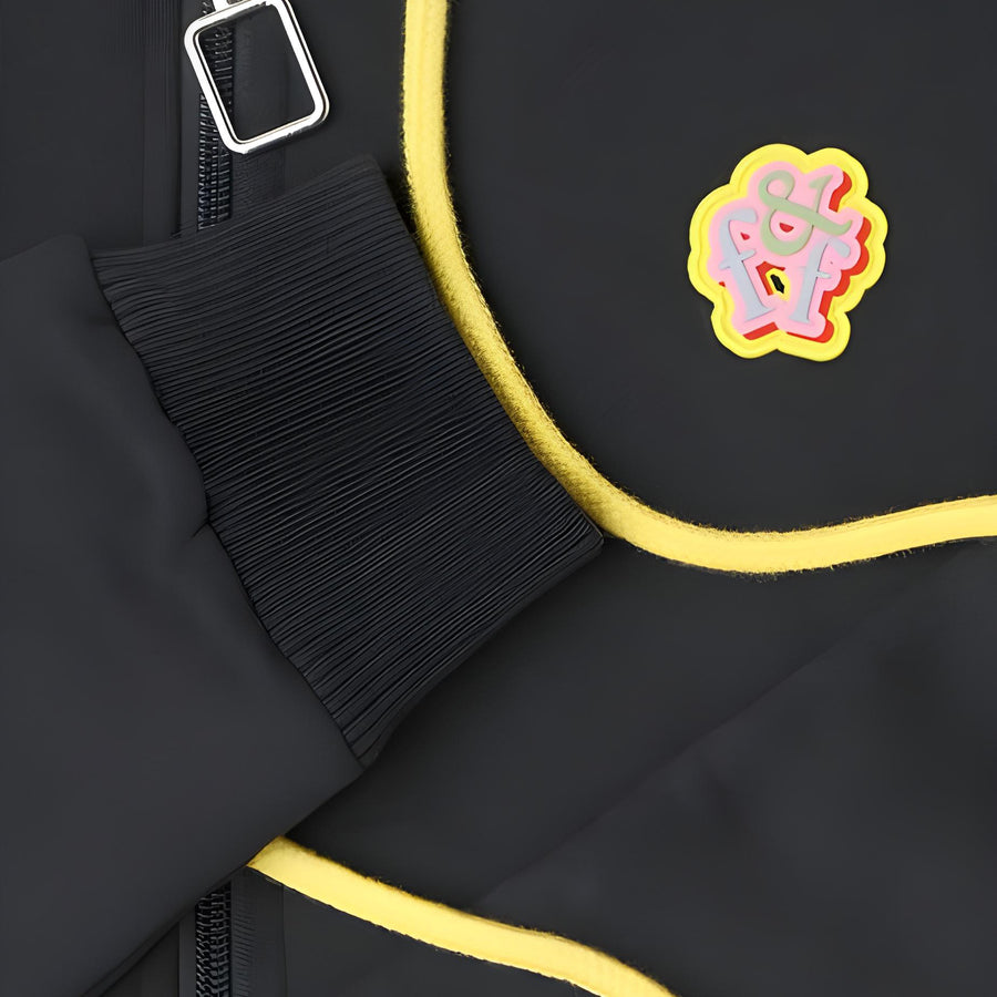 Black Flowered Hoodie