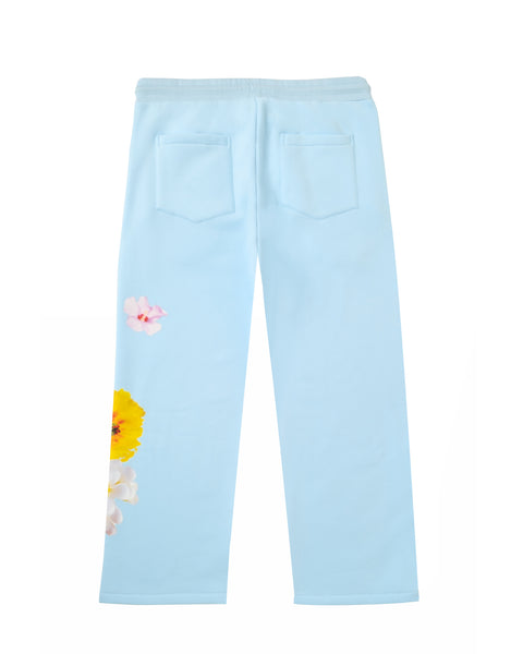 Blue Floral Baggy Sweatpants