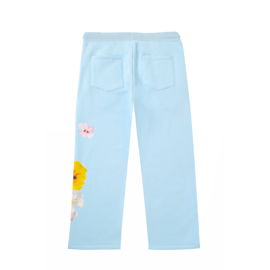 Blue Floral Baggy Sweatpants