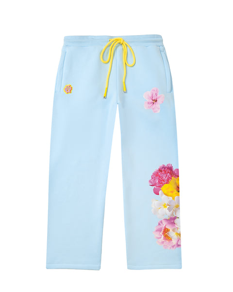 Blue Floral Baggy Sweatpants