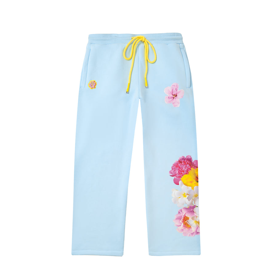 Blue Floral Baggy Sweatpants