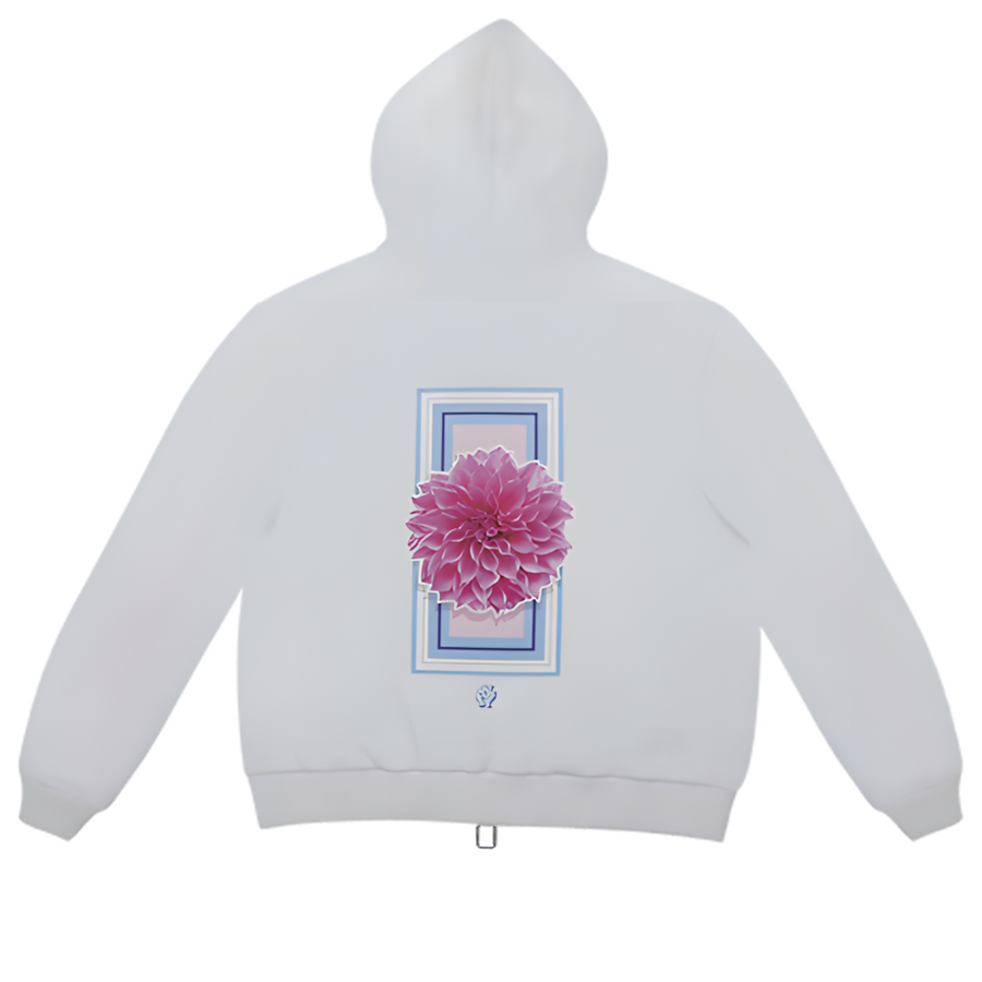 White Dahlia Flower Hoodie